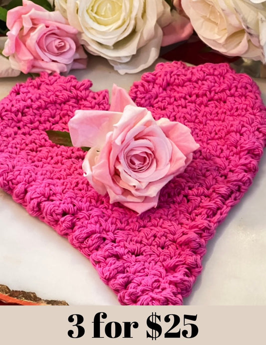 Heart Shaped Crocheted Exfoliating Cloth