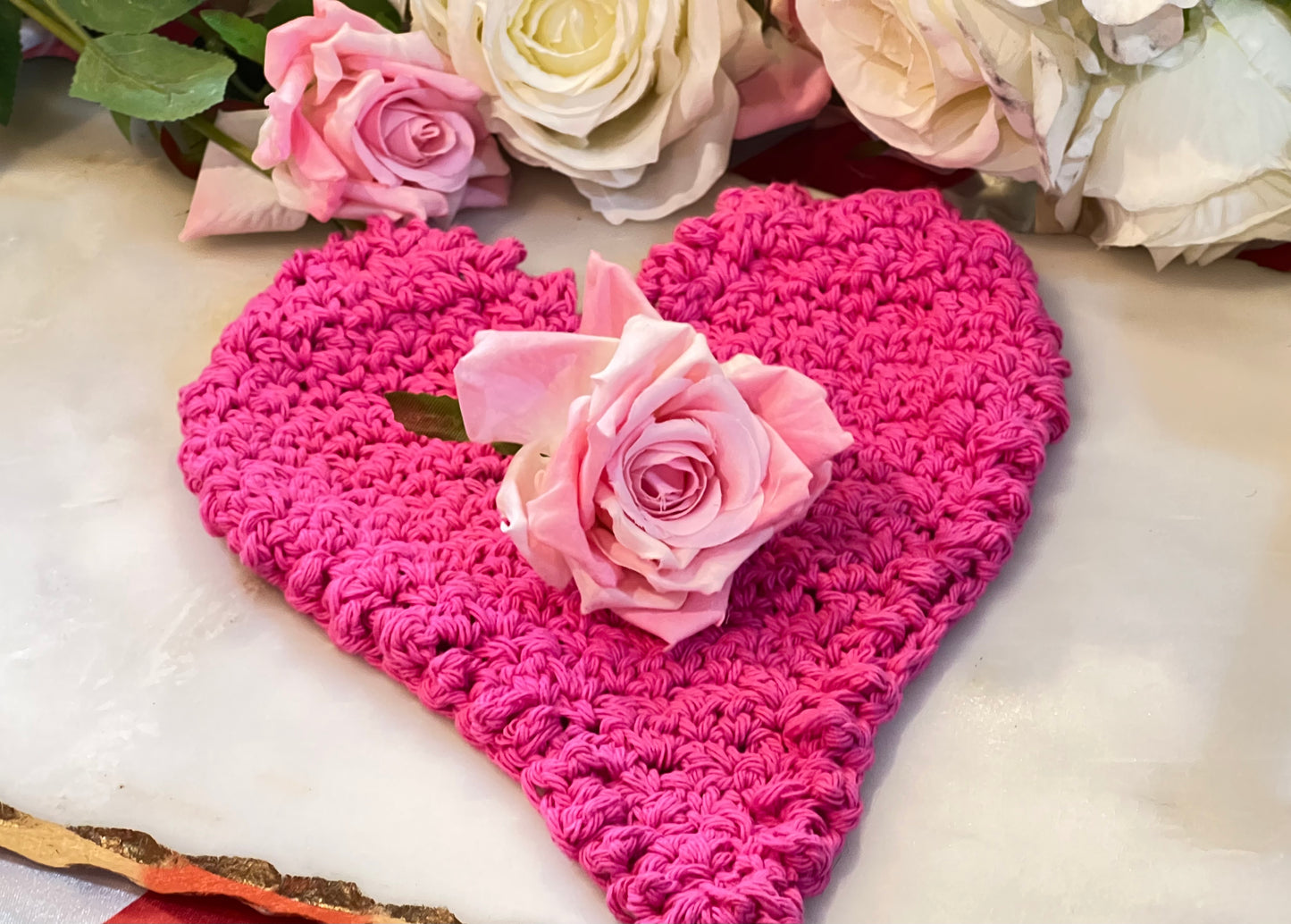 Heart Shaped Crocheted Exfoliating Cloth